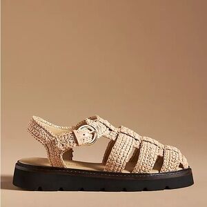Anthropologie Raffia Fisherman Sandals